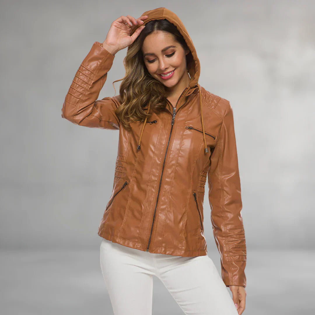 Emma | Leather Jacket with Hood