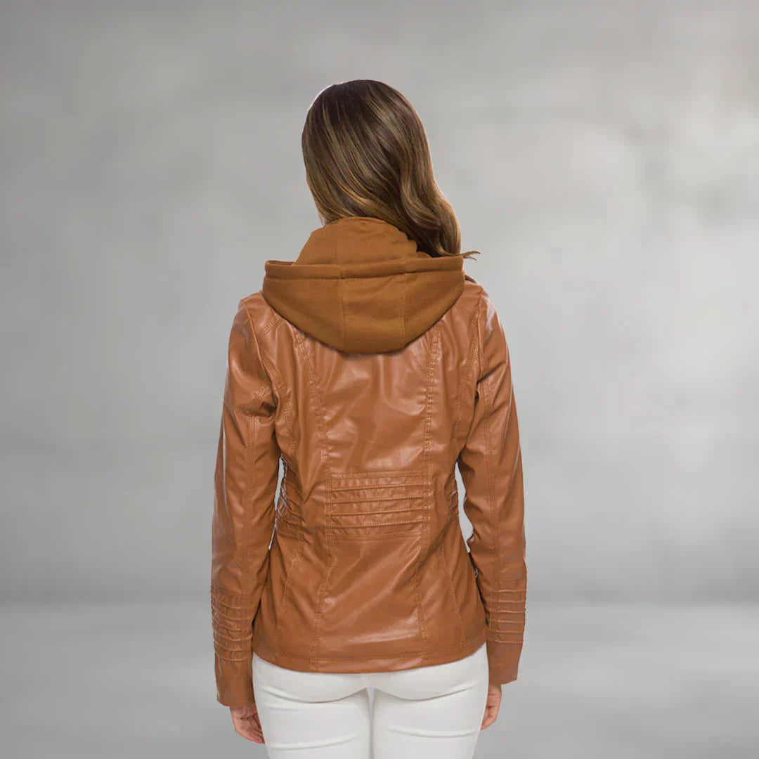Emma | Leather Jacket with Hood