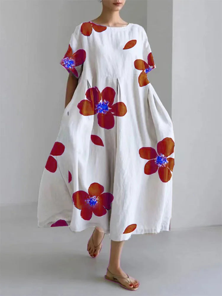 Caterina | Long summer dress in vibrant flowers and soft comfort