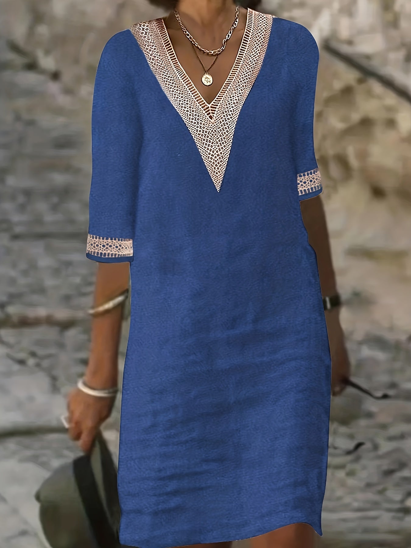 Izabela | Dress with Lace Neckline