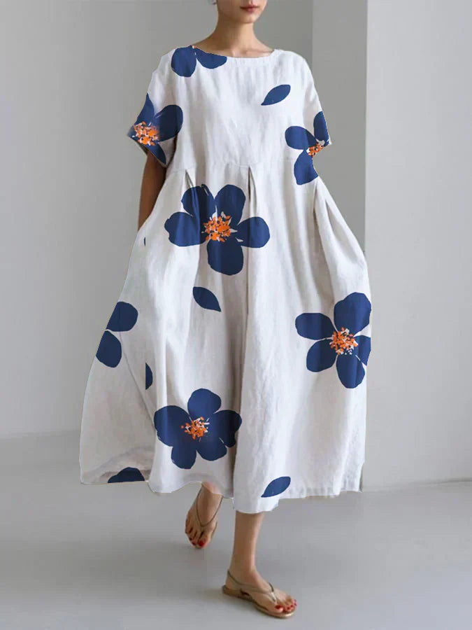 Caterina | Long summer dress in vibrant flowers and soft comfort