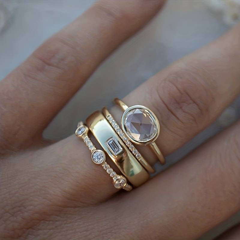 Vintage Gold and Zirconia Ring Set