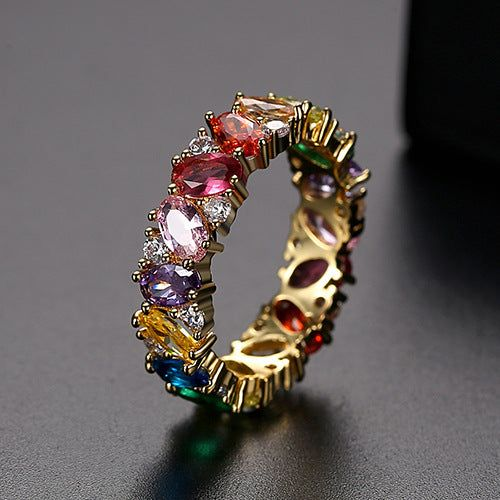 Vintage ring with colorful zirconia