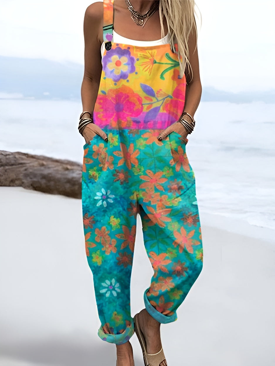 Liv™ | Overalls in Watercolor Floral Pattern