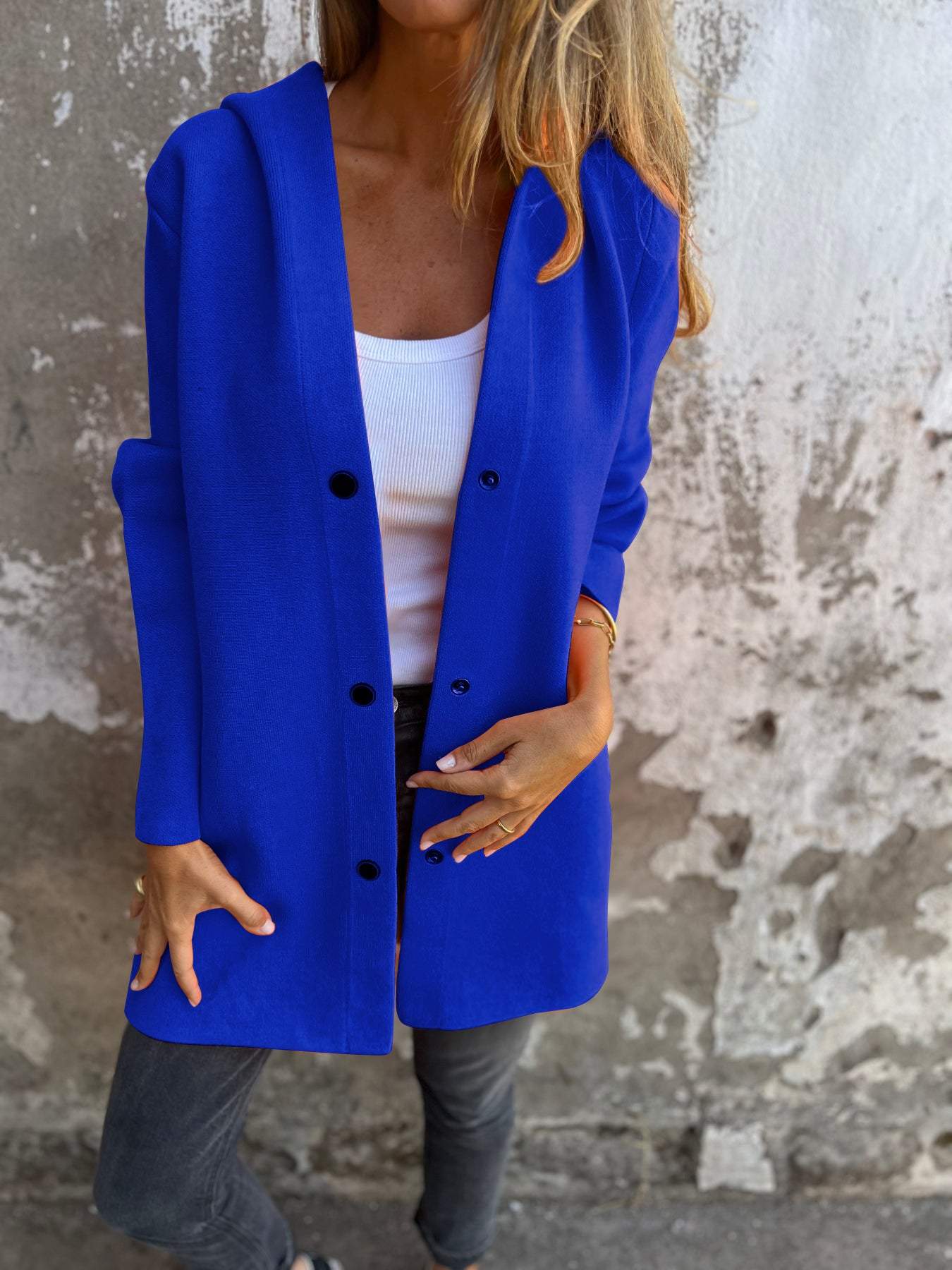 Jacqueline | Loose Hooded Jacket with Buttons