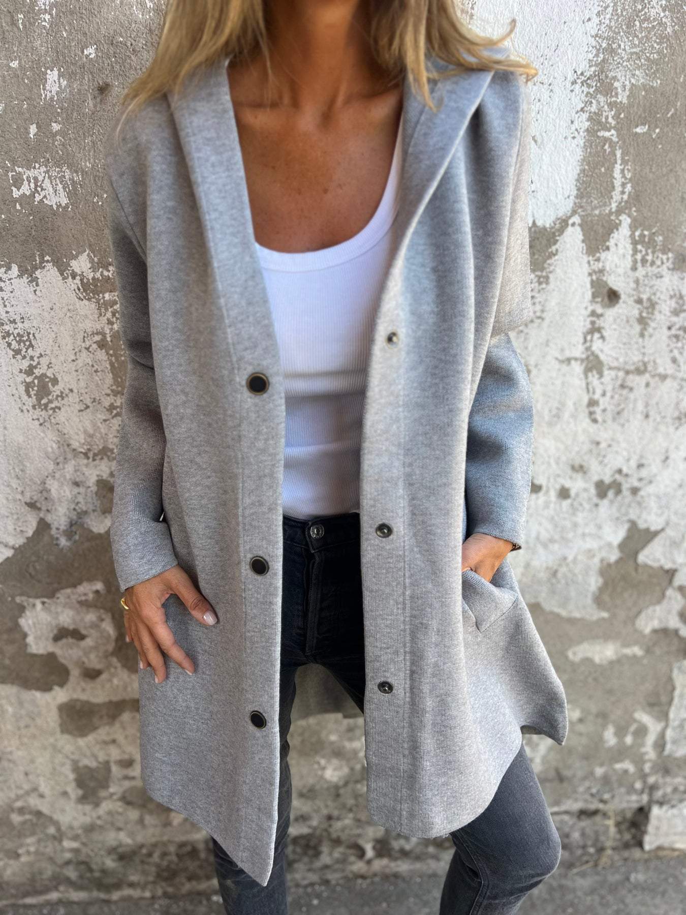 Jacqueline | Loose Hooded Jacket with Buttons