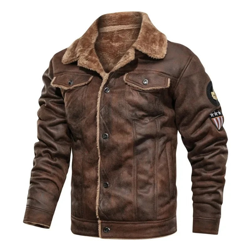 Lorvann – Slim-Fit Leather Jacket with Fleece