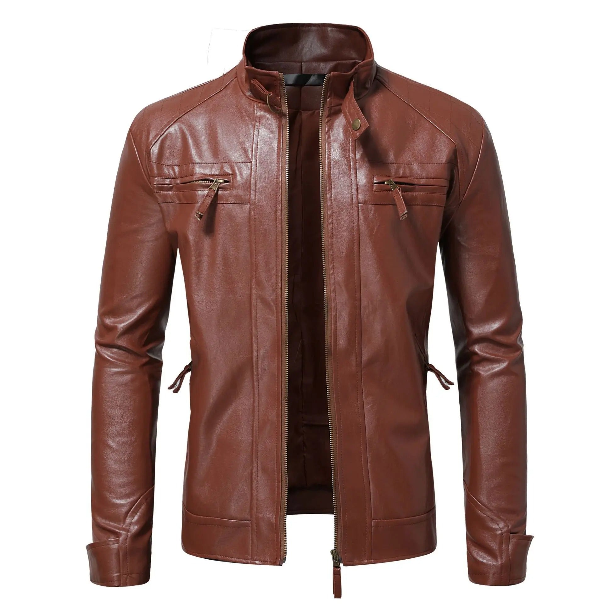 Zevion – Casual Leather Zip-Up Jacket