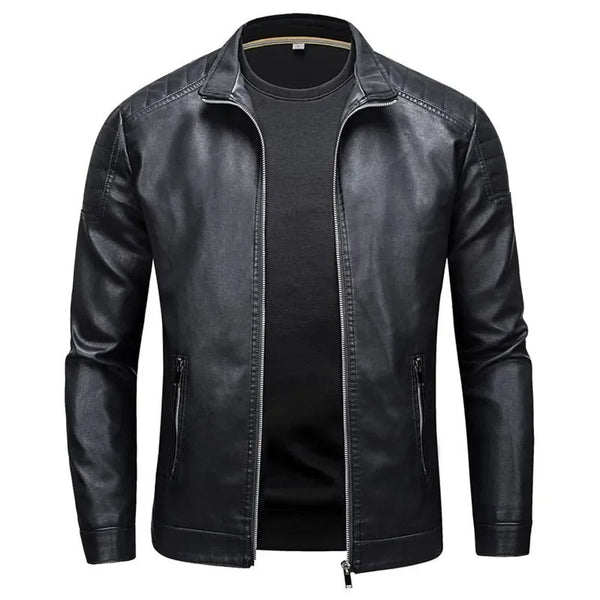 Olivan – Urban Leather Jacket with Stand Collar