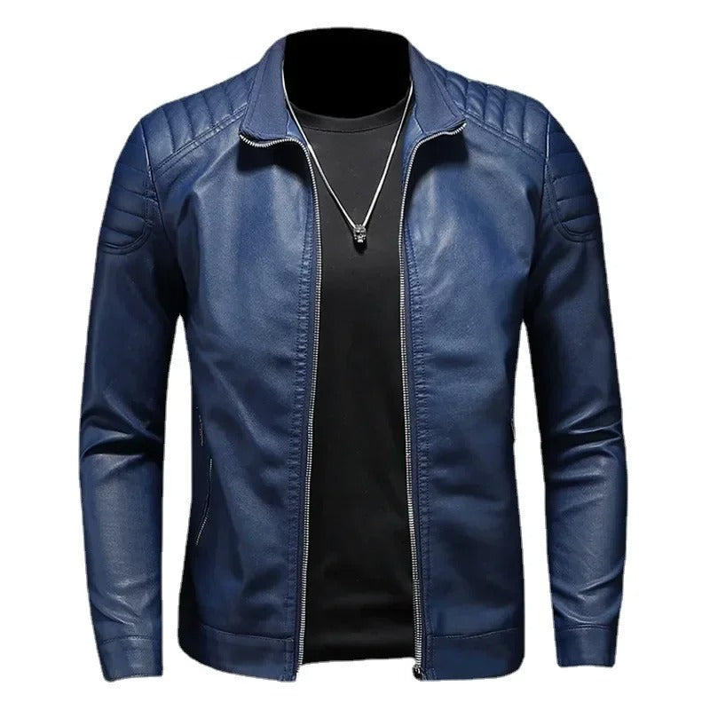 Olivan – Urban Leather Jacket with Stand Collar