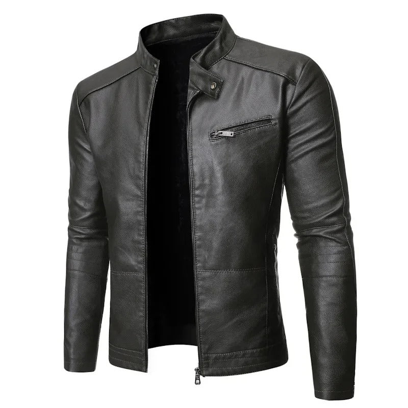 Jarvian – Elegant Leather Jacket with Zipper