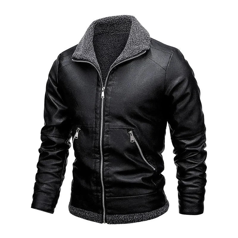Stanor – Casual Leather Jacket with Fleece