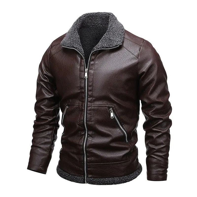 Stanor – Casual Leather Jacket with Fleece