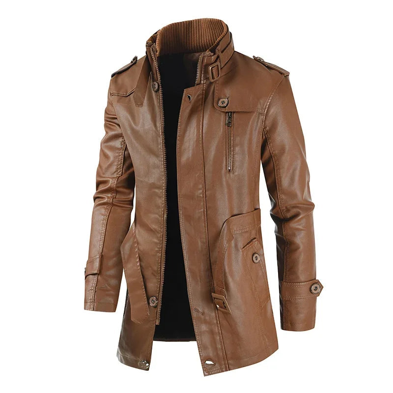 Jaxven – Long Vintage Style Motorcycle Leather Jacket