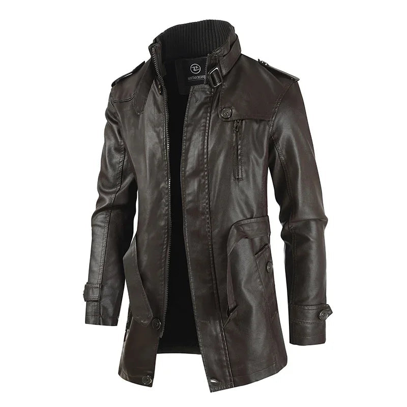 Jaxven – Long Vintage Style Motorcycle Leather Jacket